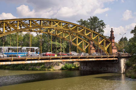 Zwierzyniecki (Zoo) bridge over Old Oder river in Wroclaw. Polandのeditorial素材