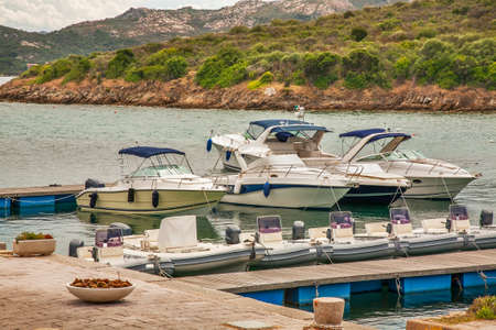 Pier of Capo d'Orso Hotel Thalasso and SPA at Cala Capra bay near Palau. Sardinia. Italyのeditorial素材