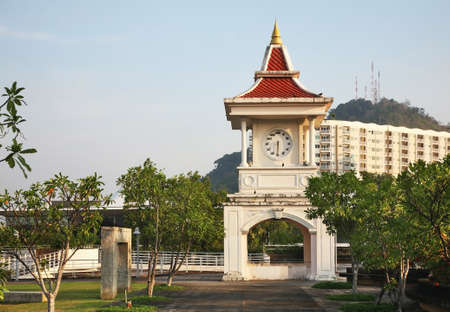 Clock tower at 72nd Anniversary Queen Sirikit park. Phuket town. Phuket province. Thailand