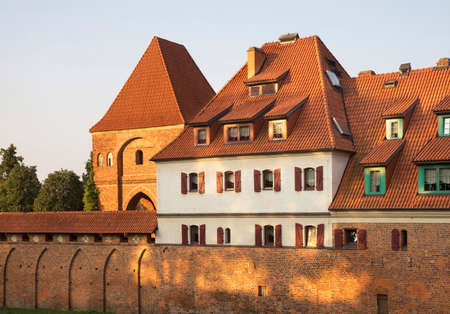 Gdanisko (toilet tower) of teutonic castle and old mill in Torun. Poland
