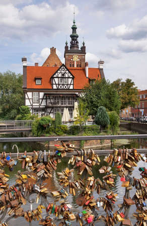 Bread bridge - Bridge of Love over Radunia river in Gdansk. Poland