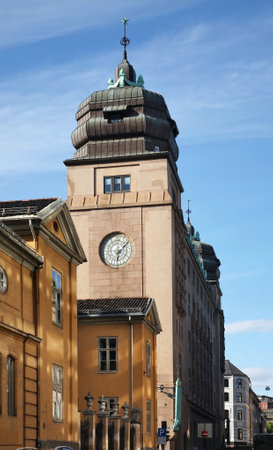 Clock tower at Dronningens street in Oslo. Norwayのeditorial素材