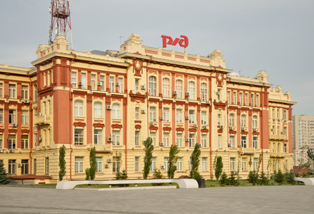 North caucasus railway administration building at Theater (Teatralnaya) square in Rostov-on-Don. Russiaのeditorial素材