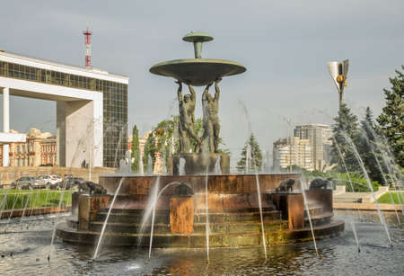 Atlanteans fountain in front of Academic Drama theater of M. Gorky in Rostov-on-Don. Russiaのeditorial素材