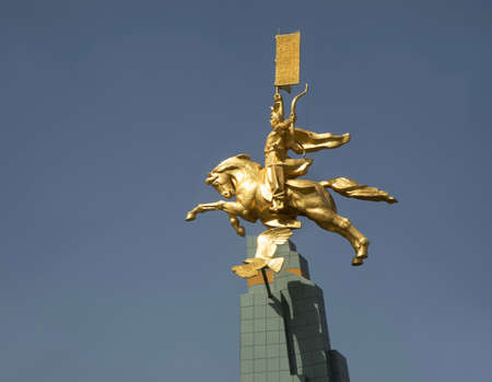Golden Horseman - monument to hero of folk epic Jangar in Elista. Republic of Kalmykia. Russiaのeditorial素材