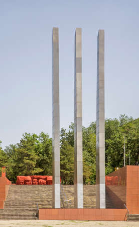 Eternal flame at Heroes alley in Elista. Republic of Kalmykia. Russiaのeditorial素材