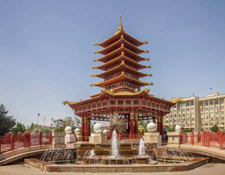 Seven Days pagoda in Elista. Republic of Kalmykia. Russiaのeditorial素材
