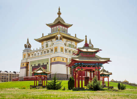 Golden abode of Buddha Shakyamuni (Burkhan Bakshin Altan Sume) in Elista. Republic of Kalmykia. Russiaのeditorial素材