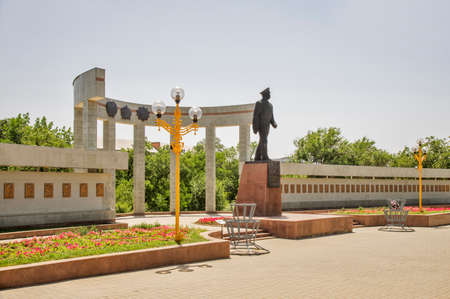 Monument to Oka Gorodovikov at memorial complex at Heroes alley in Elista. Republic of Kalmykia. Russiaのeditorial素材