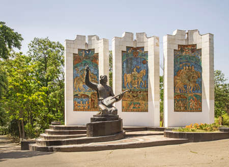 Monument to Eelian Ovla (Ovla Elyaev) at Heroes alley in Elista. Republic of Kalmykia. Russiaのeditorial素材
