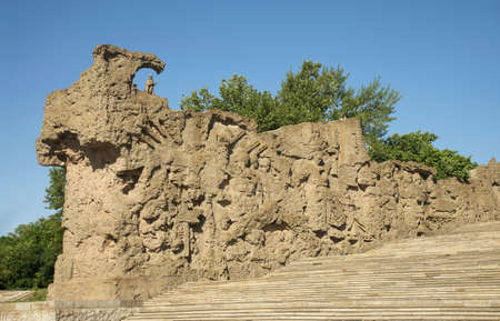 Banner wall of Memorial complex at Mamayev kurgan in Volgograd (former Stalingrad). Russiaのeditorial素材