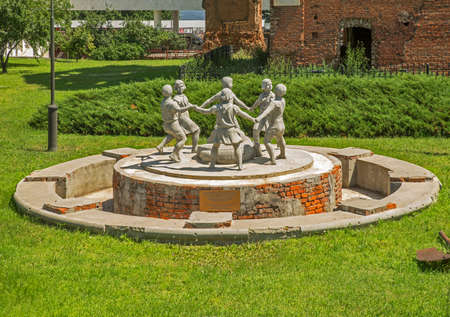 Barmaley (Khorovod of children) fountain in front of Mill of Gerhardt at Museum-reserve Battle of Stalingrad in Volgograd (former Stalingrad). Russiaのeditorial素材