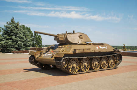 Tank T-34 at Museum-reserve Battle of Stalingrad in Volgograd (former Stalingrad). Russiaのeditorial素材