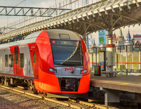 Izmailovo station of Moscow central circle at in Moscow. Russiaのeditorial素材