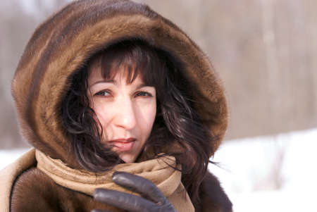 Young woman in furの写真素材