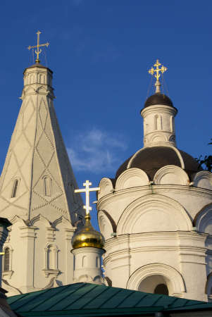 Old white Church in Kolomenscoe-park in  Moscowの写真素材