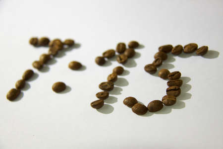 7:15 time for get up made from coffee beansの写真素材