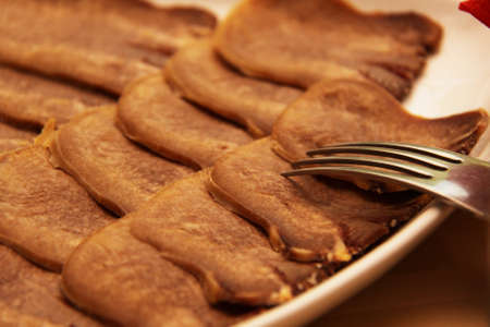 slices of pork tongueの写真素材