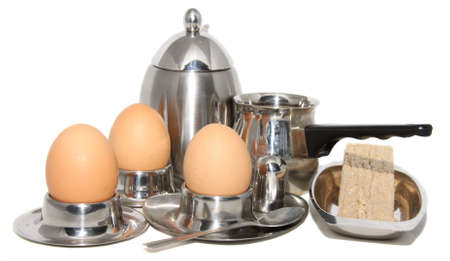 egg and coffee for breakfastの写真素材