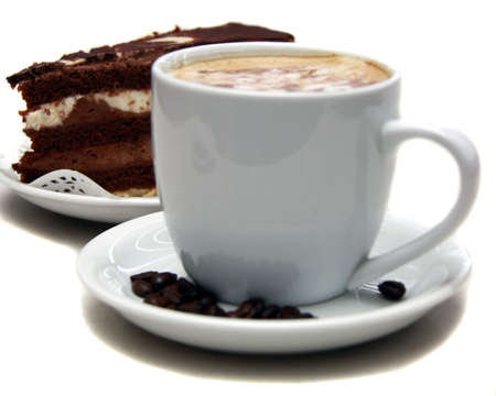 coffee and chocolate cake の写真素材