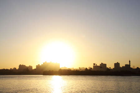 Cairo from the river Nile bridge Sunset