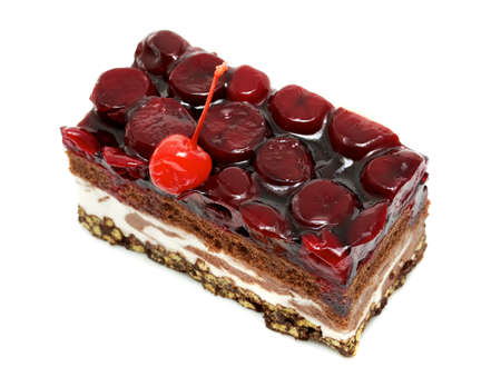 Raspberry cake  on the white backgroundの写真素材