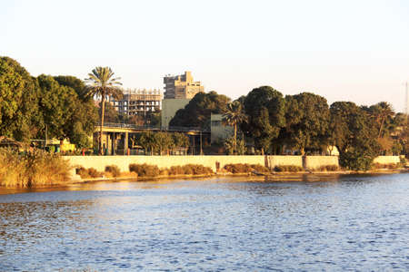 Cairo from the river Nile bridge Sunsetの写真素材