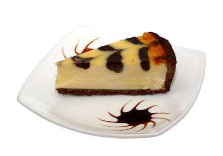 Gourmet slice of cheesecake on the white backgroundの写真素材