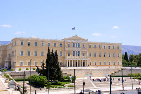 The building of the Greek parliament in Athens.の写真素材