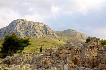 Archaeological Dig Site at the Apollo Temple, Corinth, Greece.