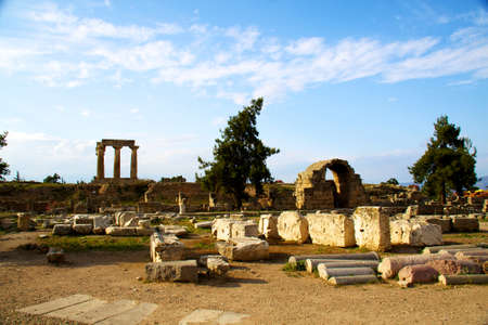 Archaeological Dig Site at the Apollo Temple, Corinth, Greece.の写真素材