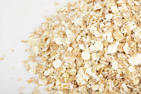 Closeup of oatmeal isolated on white backgroundの写真素材