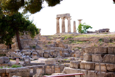 Archaeological Dig Site at the Apollo Temple, Corinth, Greece.の写真素材
