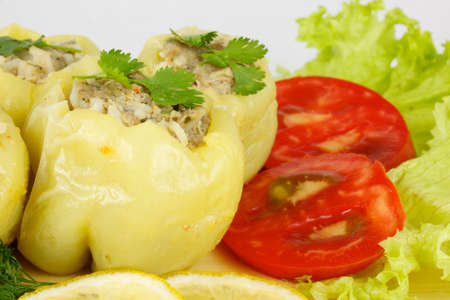 Stuffed pepper with meat isolatedの写真素材