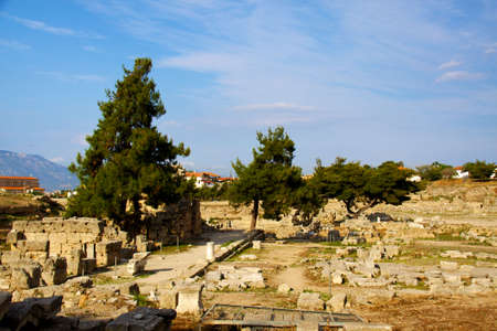 Archaeological Dig Site at the Apollo Temple, Corinth, Greece.の写真素材
