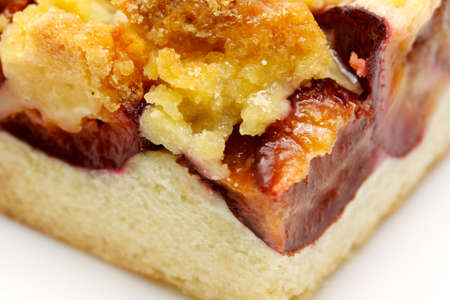 Fresh baked plum cake with pwdered sugar の写真素材