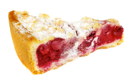delicous crumb cake with plum isolatedの写真素材