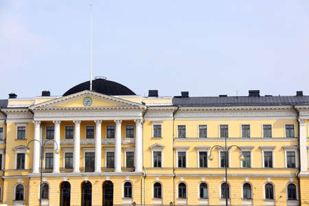 Helsinki. Senate Square and the building of Senate at sunset. Fiの写真素材