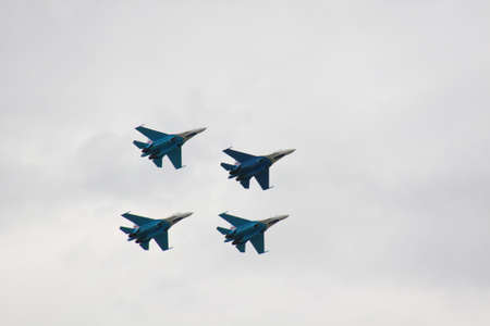 Russian fighter in the sky on MAKS aviashowのeditorial素材