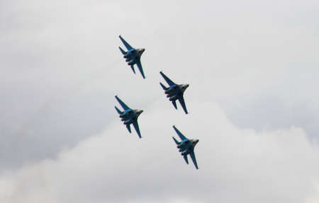 Russian fighter in the sky on MAKS aviashowのeditorial素材