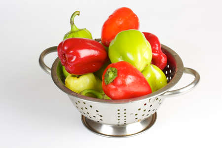 Bell pepper mix on the white backgroundの写真素材