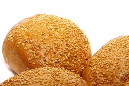Loaf of bread and rolls isolated on the white