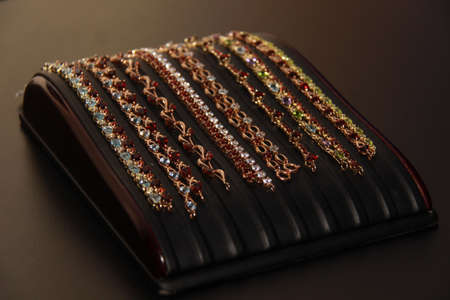 Gold chains close up on the blackの写真素材