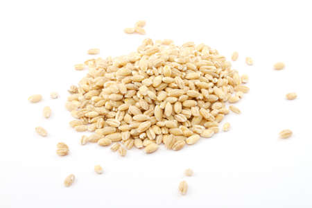 Pile of Pearl Barley isolated on whiteの写真素材