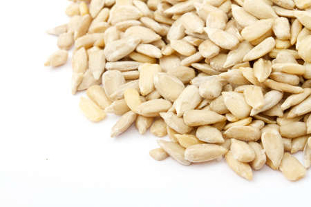 Sunflower seeds isolated on white backgroundの写真素材