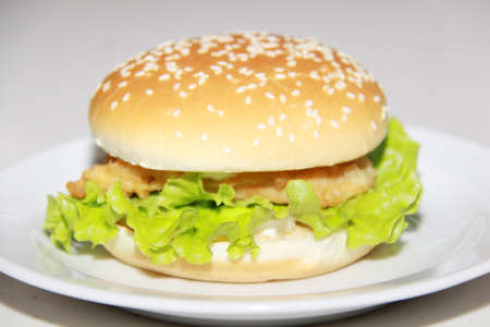 Tasty hamburger isolated on white background の写真素材