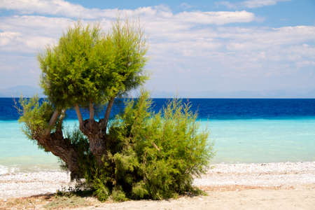 Picturesque beach on Rhodesの写真素材