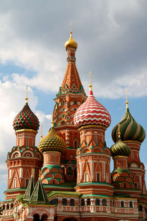 The Cathedral of Saint Basil the Blessed or simply Pokrovskiy Cathedral is a multi-tented church on the Red Square in Moscow. It is an international symbol for the nation and for the city of Moscow.の写真素材