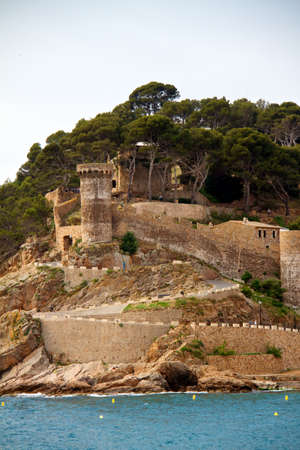 Medieval castle in Tossa de Mar at sunrise, Costa Brava, Spainのeditorial素材