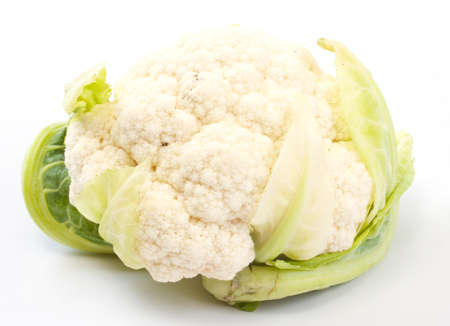 Fresh cauliflower isolated on whiteの写真素材